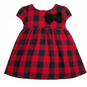 TOMMY BAHAMA Flannel Buffalo Check Velvet Bow Dress